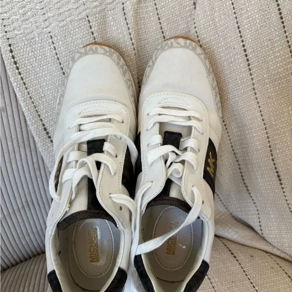 Michael Kors Cream and Black Platform Wedge Sneakers - Picture 2 of 3